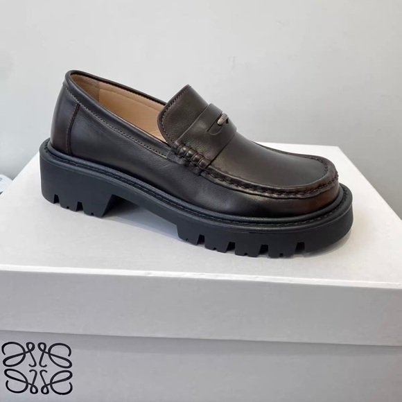 Loewe Dark Brown Leather Penny Loafers - Picture 7 of 8